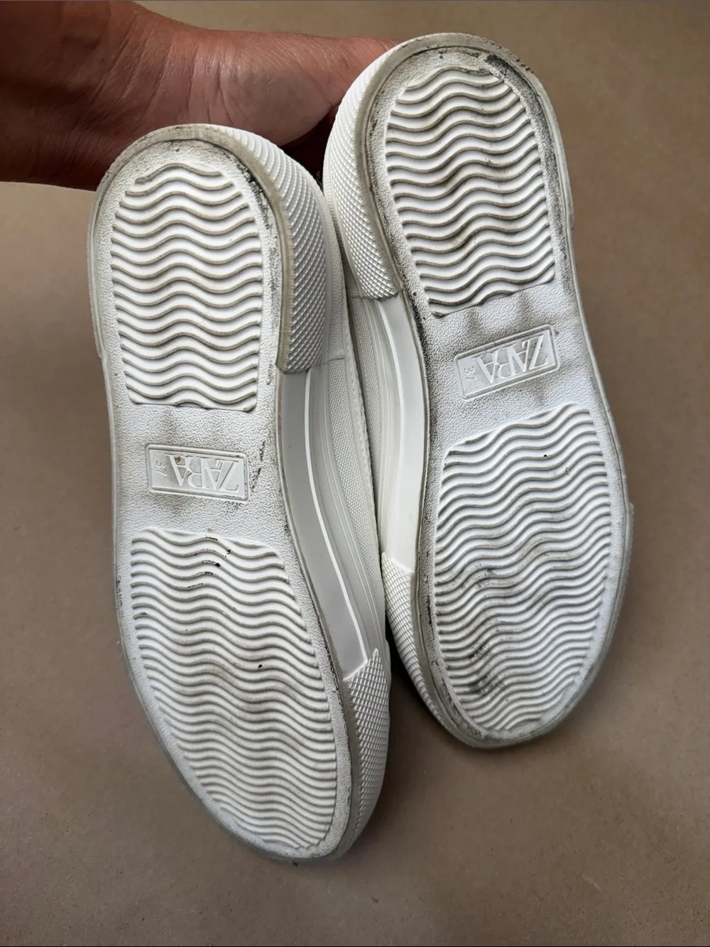 Zara White Platform Lace-Up Sneakers